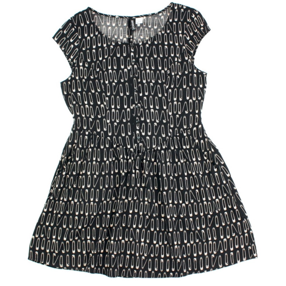 H&M Safety Pin Print Button Front Mini Dress